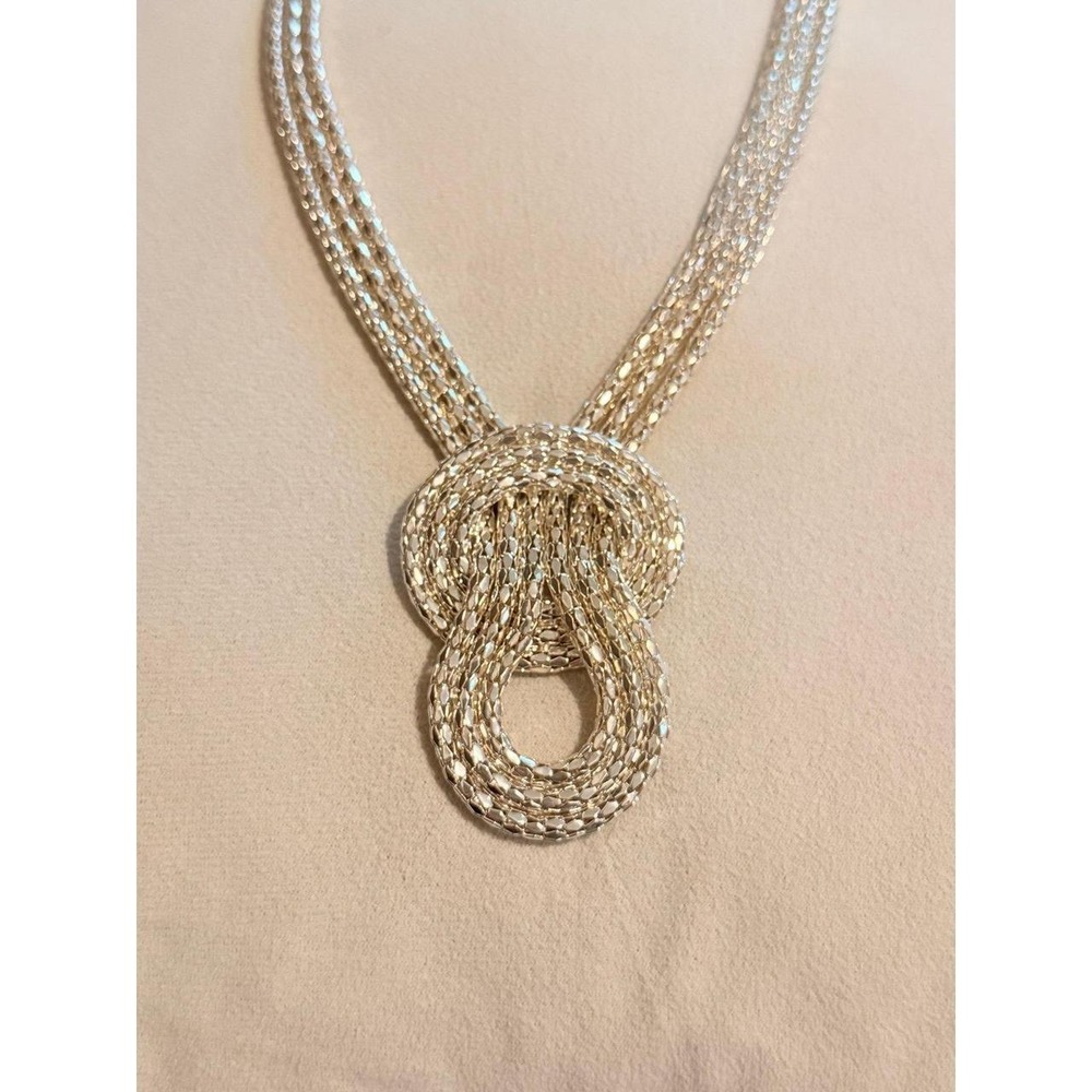 Vintage Silver Three Strand Knot Necklace